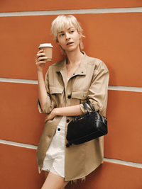 Mosaic Boston Hand Bag - Black - Bag | Orange Cube