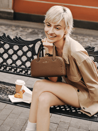 Mosaic Boston Hand Bag - Walnut - Bag | Orange Cube
