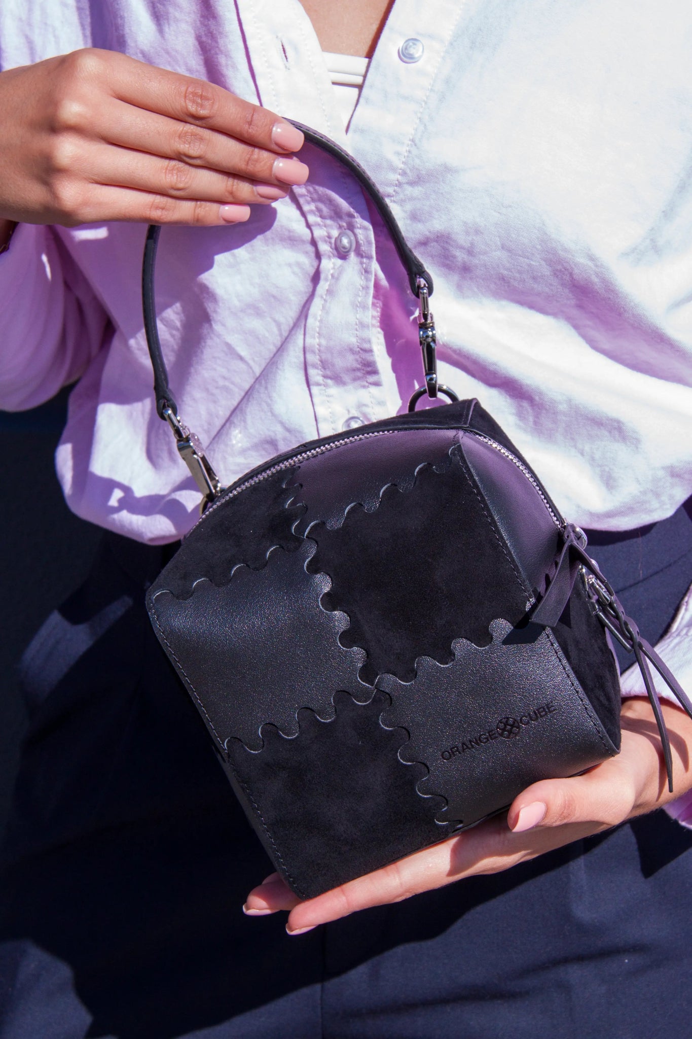 Mosaic Cube Mini Bag - Black
