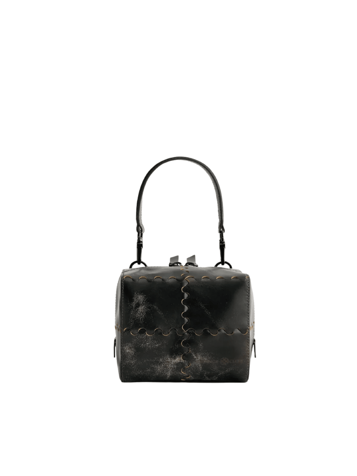 Mosaic Cube Mini Bag - Marble Grey - Black Leather Evening Bag | Orange Cube