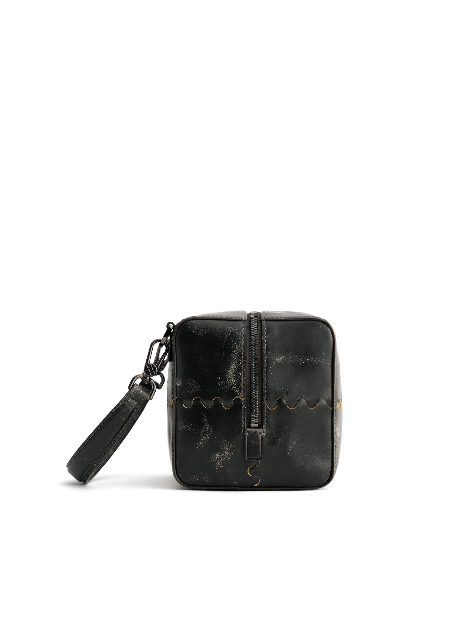 Mosaic Cube Mini Bag - Marble Grey - Black Leather Evening Bag | Orange Cube