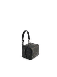 Mosaic Cube Mini Bag - Marble Grey - Black Leather Evening Bag | Orange Cube
