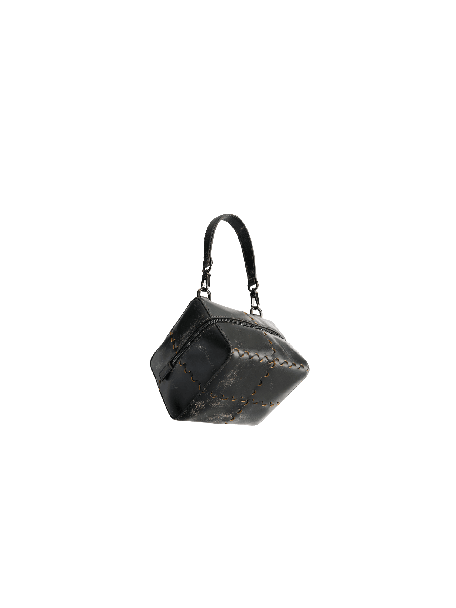 Mosaic Cube Mini Bag - Marble Grey - Black Leather Evening Bag | Orange Cube