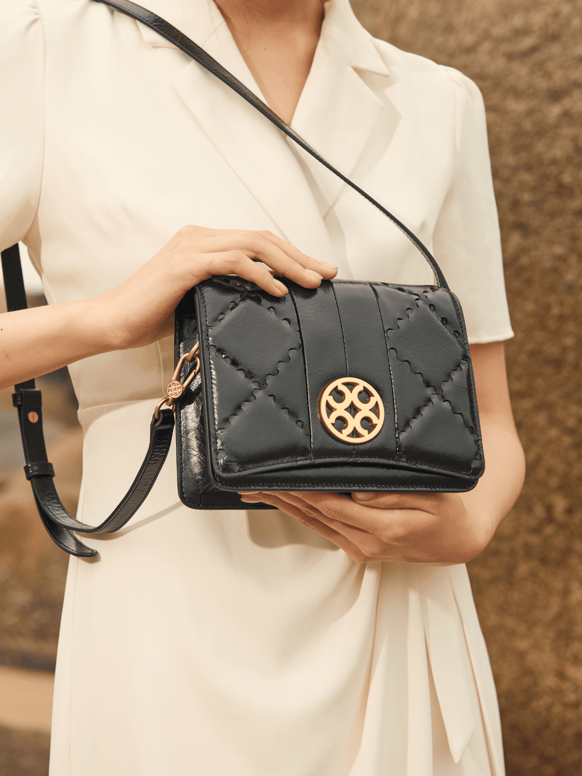 Mosaic Diamond Crossbody Bag - Black - Bag | Orange Cube
