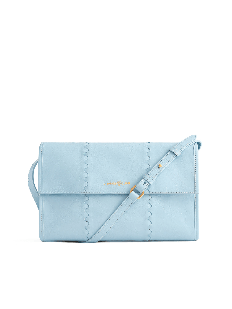 Mosaic Crossbody Bag – Elegant Lightweight Leather Orange Cube