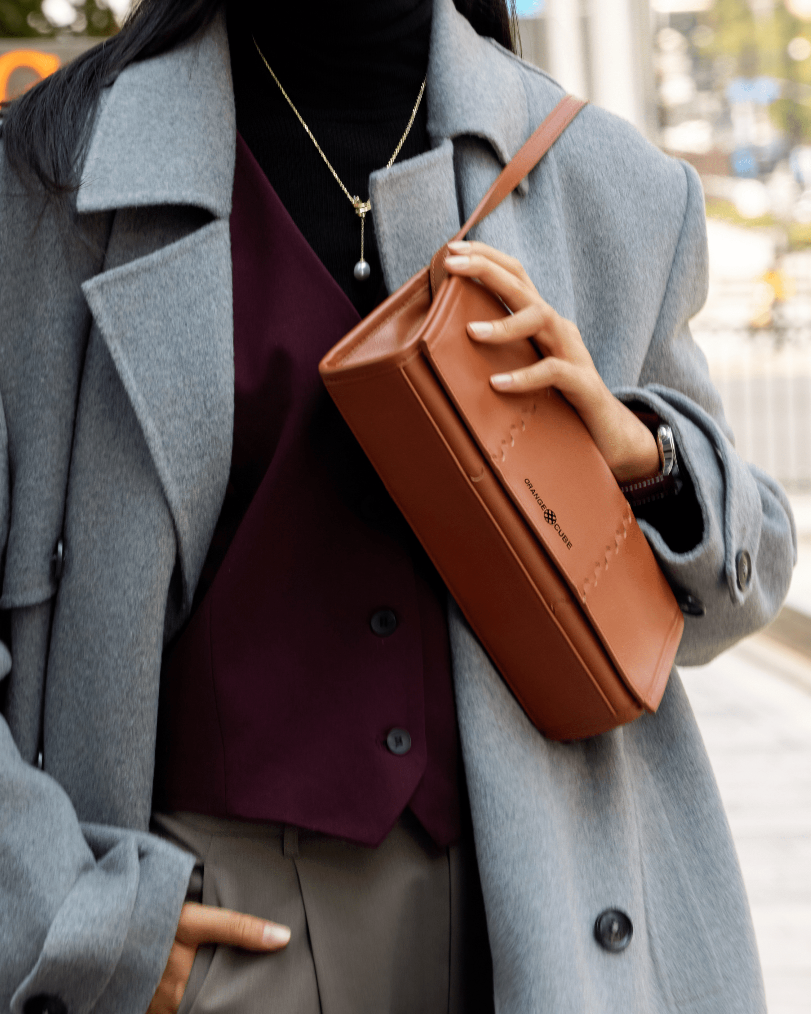 Mosaic Shoulder Bag - Brown - Bag | Orange Cube