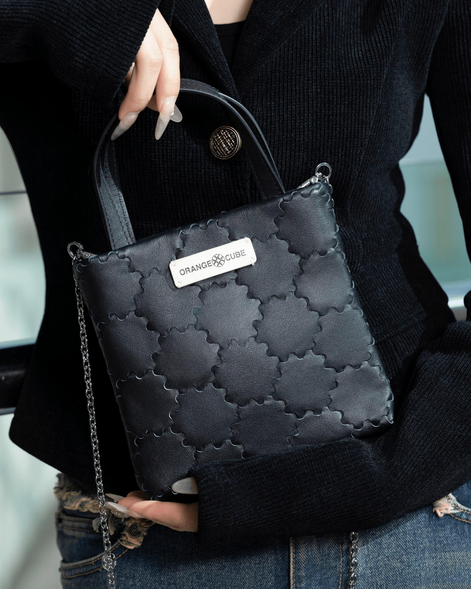 Mosaic Soft Tote - Black - Bag | Orange Cube