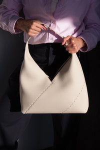 Mosaic Triangle Tote - White - Bag | Orange Cube