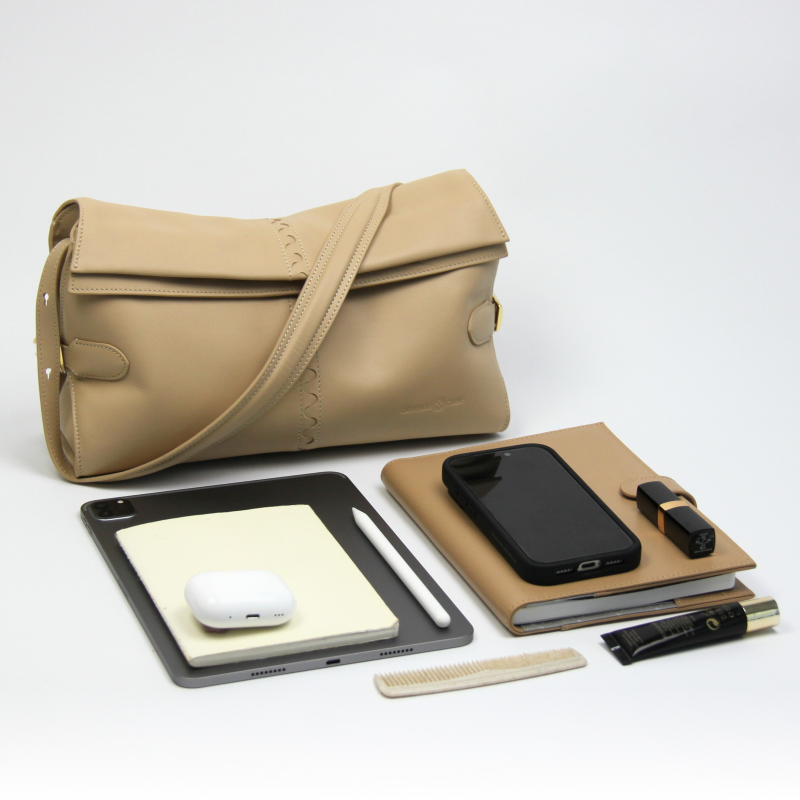 What fits inside Fantina Folded Hobo Bag - Almond Beige