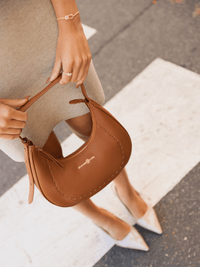 Smile Shoulder Bag - Brown - Brown Leather Mini Shoulder Bag | Orange Cube