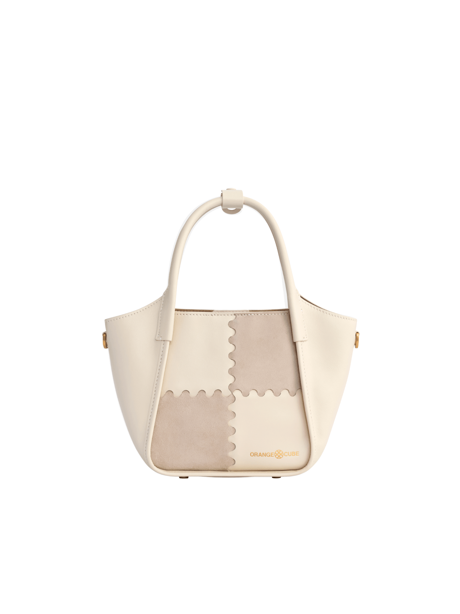 Square Stitch Basket Bag - Cream and Grey - Bag | Orange Cube