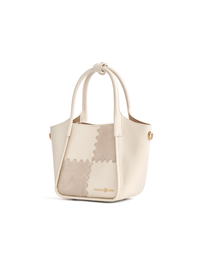 Square Stitch Basket Bag - Cream and Grey - Bag | Orange Cube