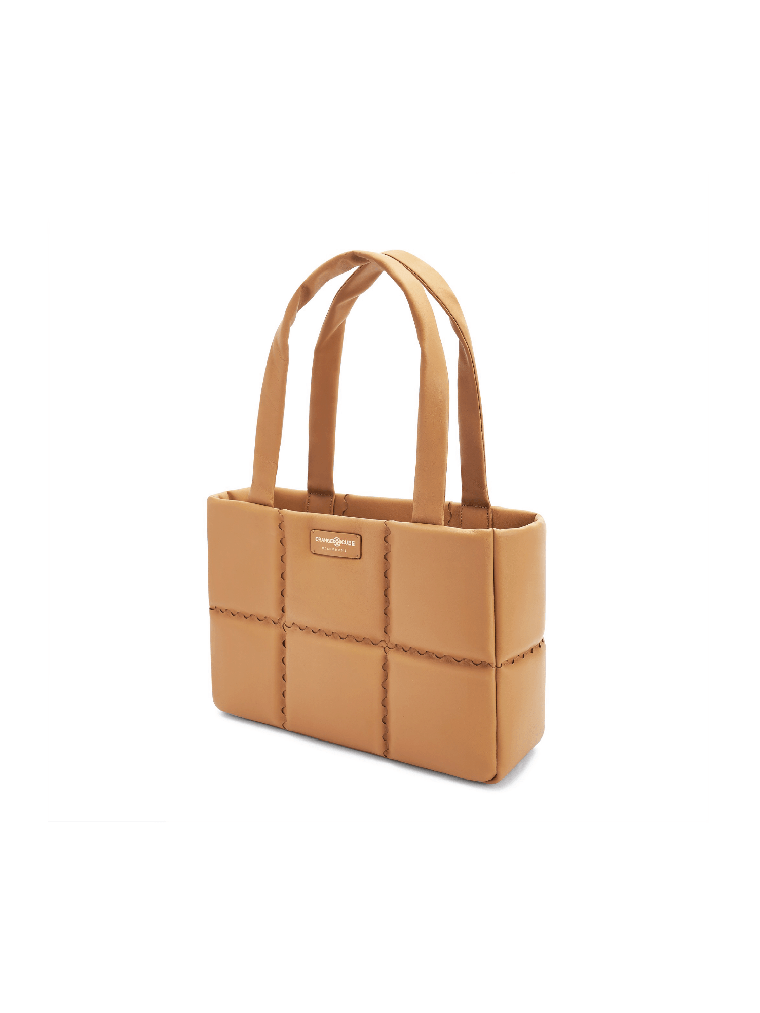 Square Stitch Cushion Tote - Caramel