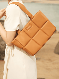 Square Stitch Cushion Tote - Caramel - Bag | Orange Cube
