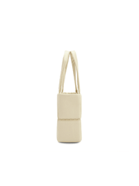 Square Stitch Cushion Tote - White - White Leather Tote Bag | Orange Cube