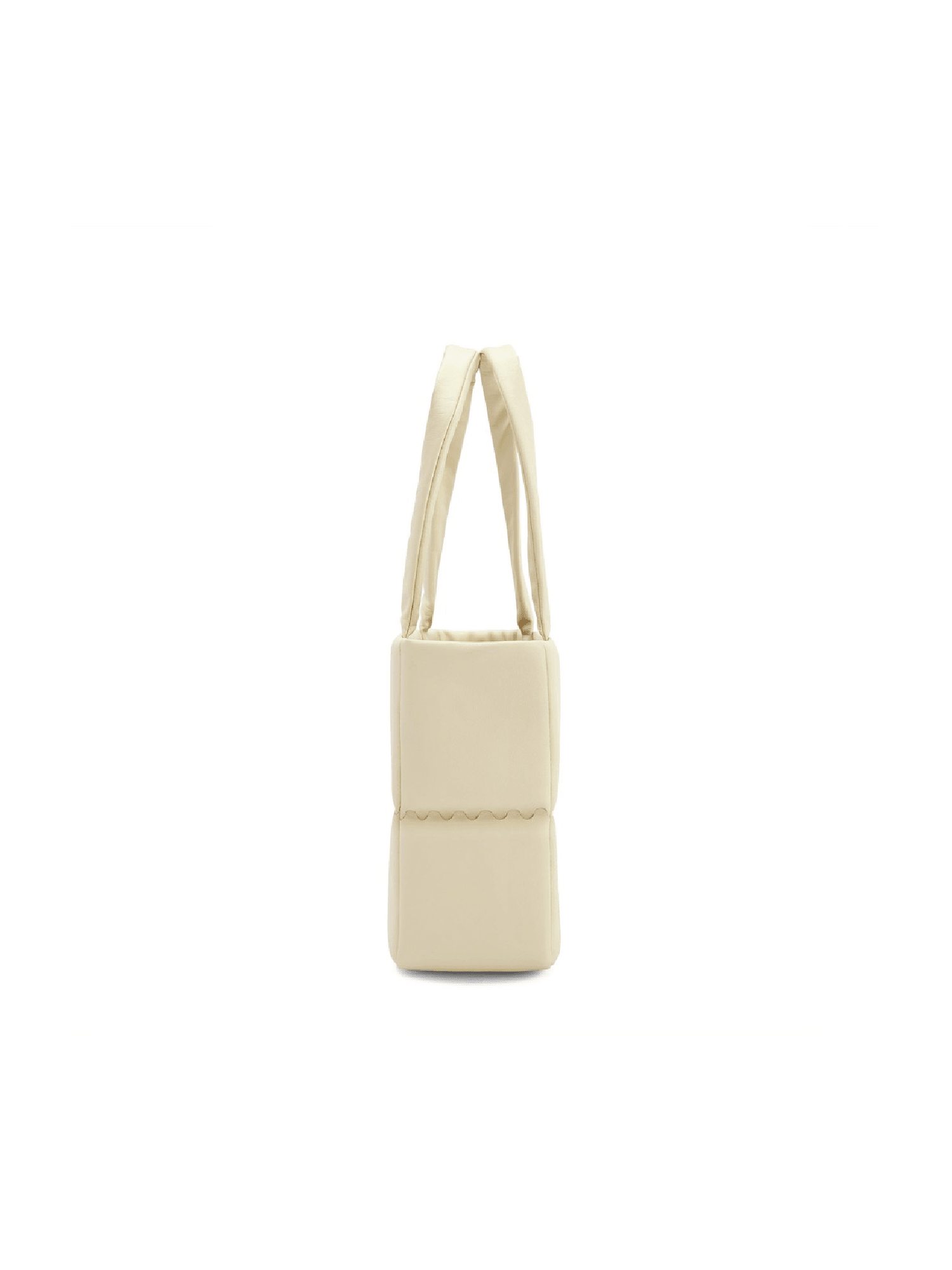 Square Stitch Cushion Tote - White - White Leather Tote Bag | Orange Cube