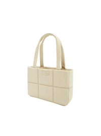 Square Stitch Cushion Tote - White - White Leather Tote Bag | Orange Cube