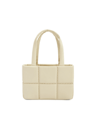 Square Stitch Cushion Tote - White - White Leather Tote Bag | Orange Cube