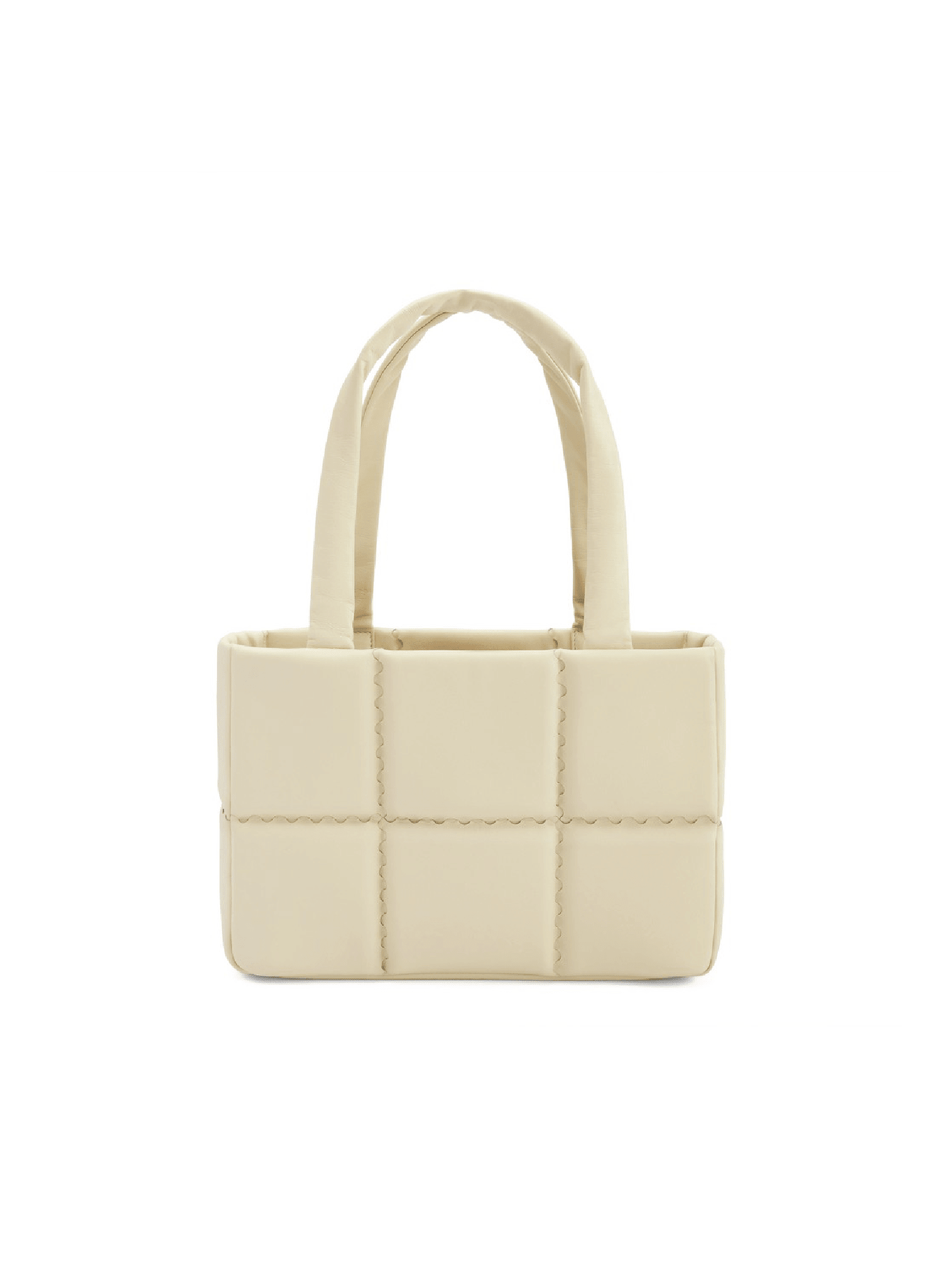 Square Stitch Cushion Tote - White - White Leather Tote Bag | Orange Cube
