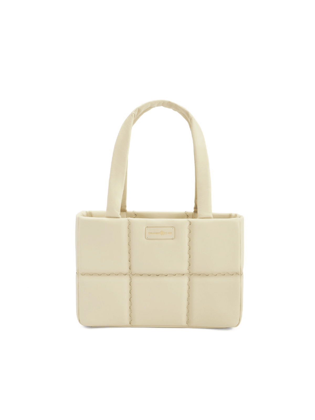 Square Stitch Cushion Tote - White - White Leather Tote Bag | Orange Cube