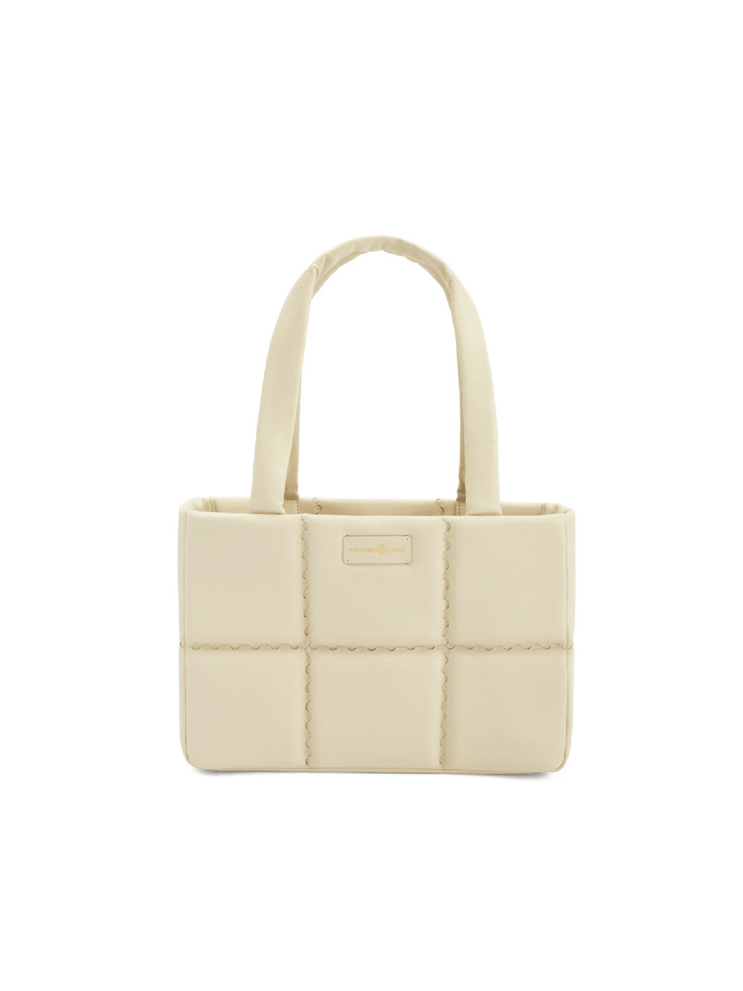 Square Stitch Cushion Tote - White - White Leather Tote Bag | Orange Cube