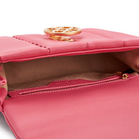 Square Stitch Flap Bag - Coral