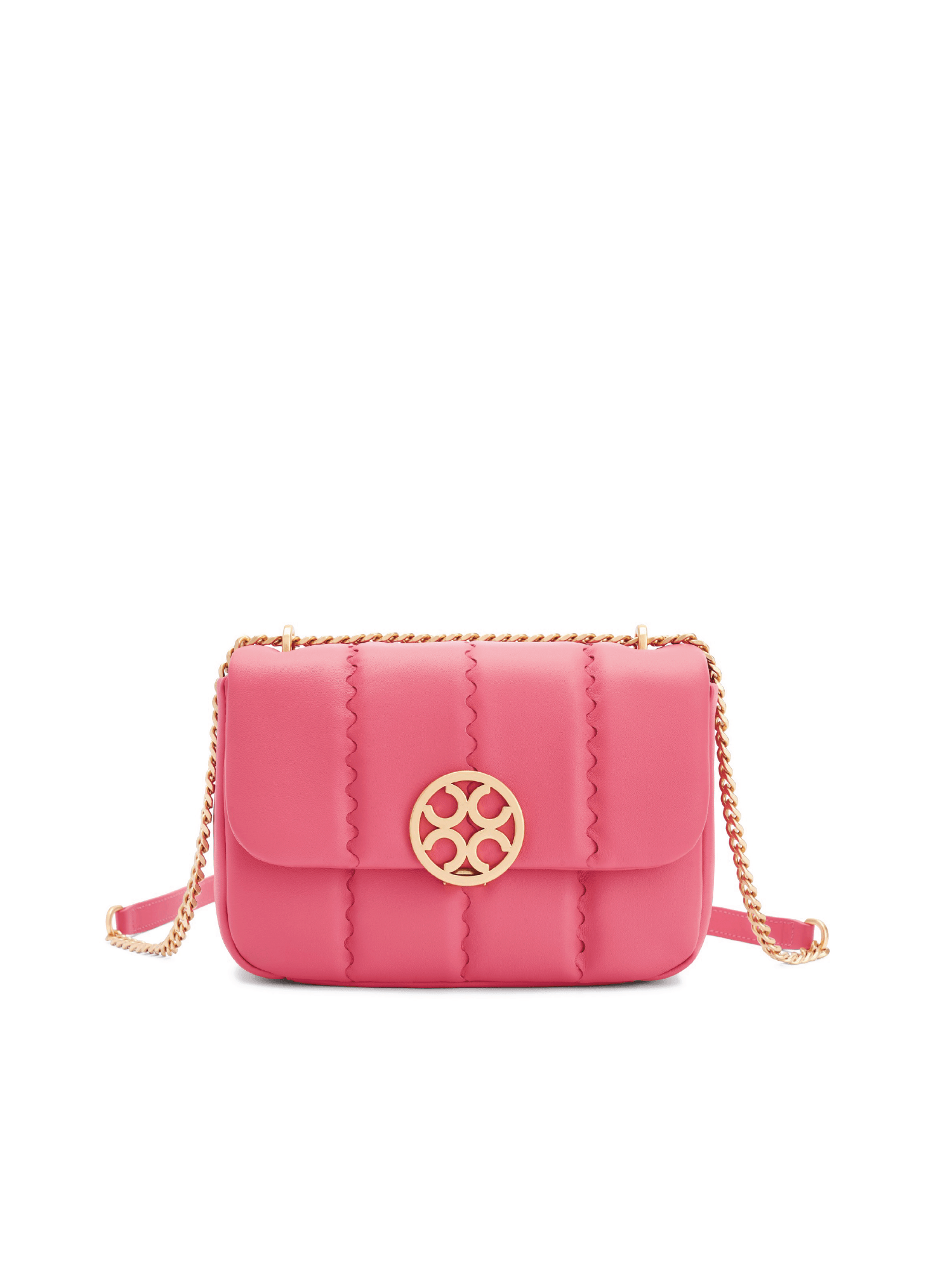 Square Stitch Flap Bag - Coral