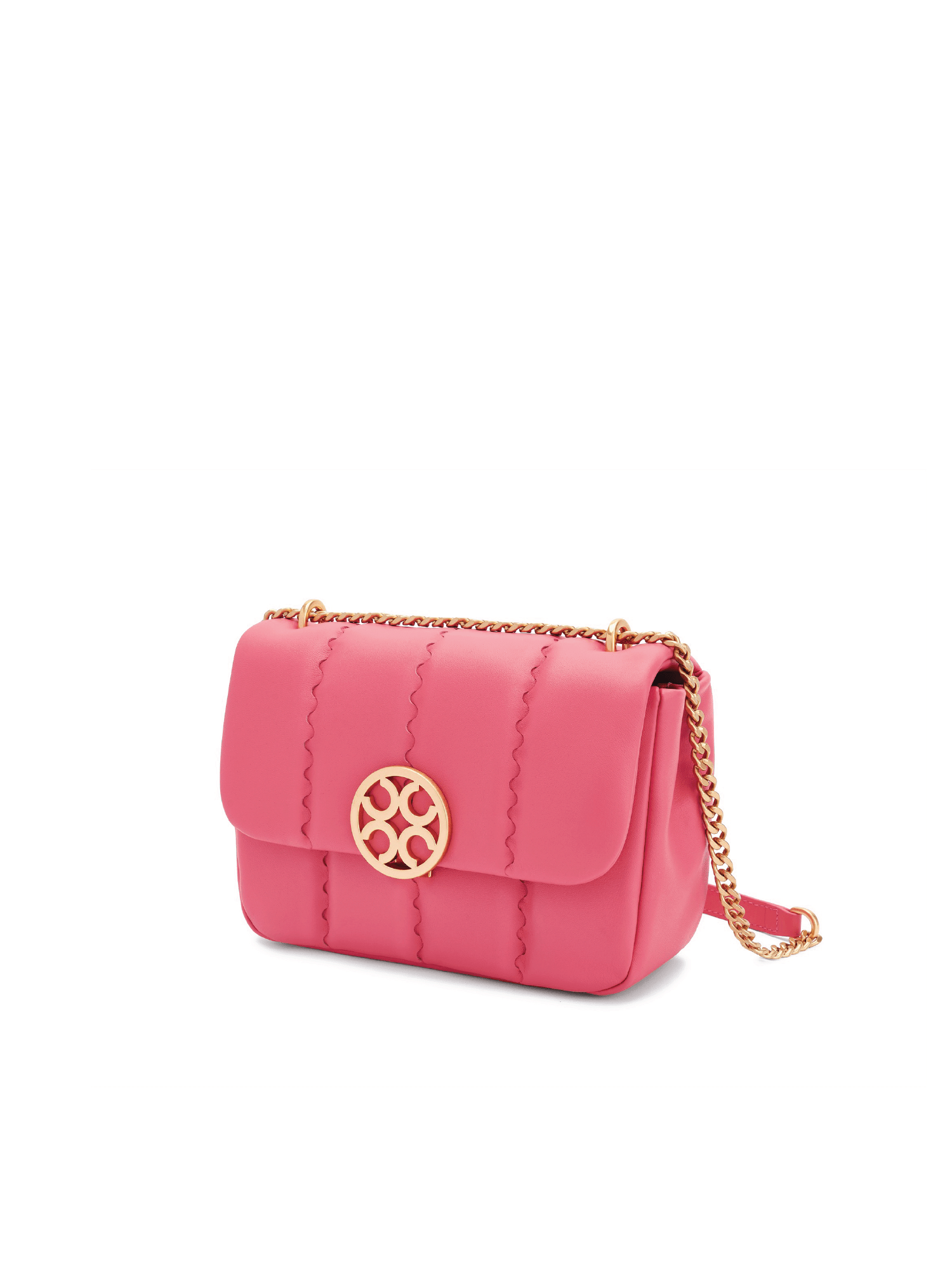Square Stitch Flap Bag - Coral