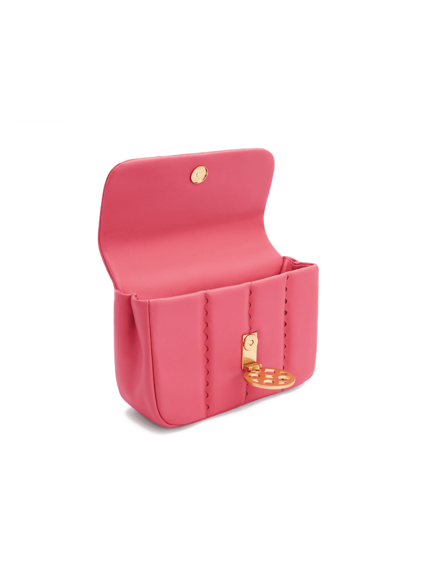 Square Stitch Flap Bag - Coral