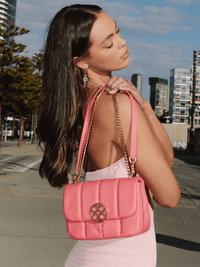 Square Stitch Flap Bag - Coral - Bag | Orange Cube