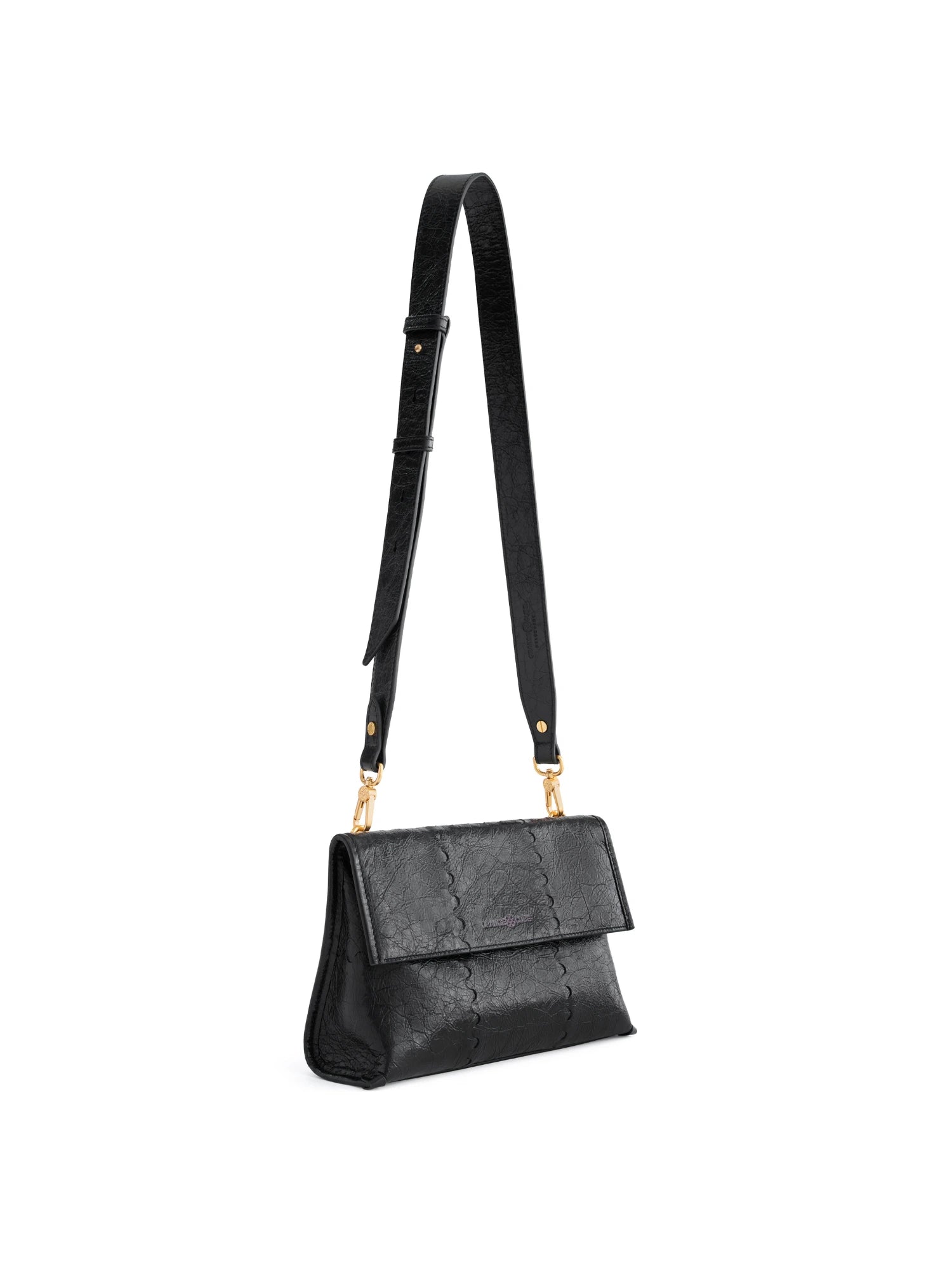 Square Stitch Messenger Bag - Black Gloss