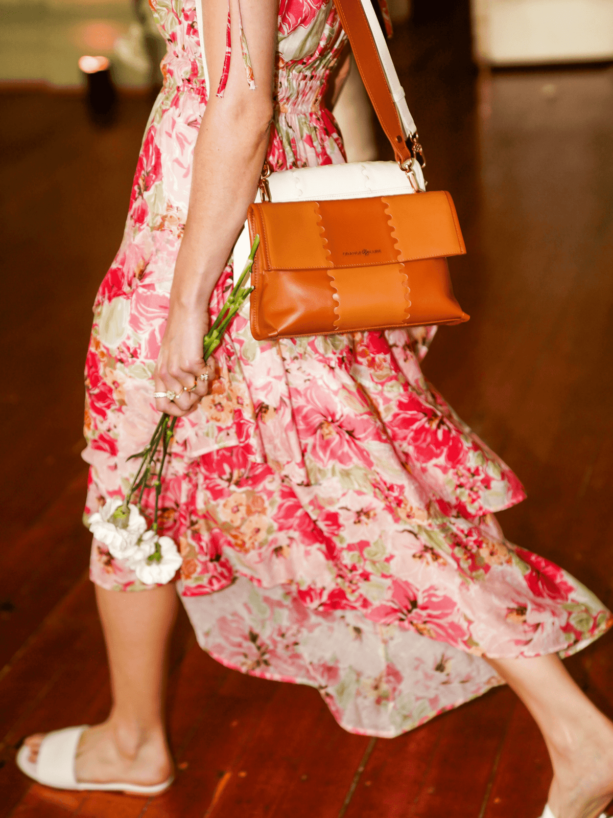 Square Stitch Messenger Bag - Brown - Bag | Orange Cube