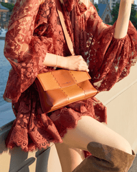 Square Stitch Messenger Bag - Brown - Bag | Orange Cube