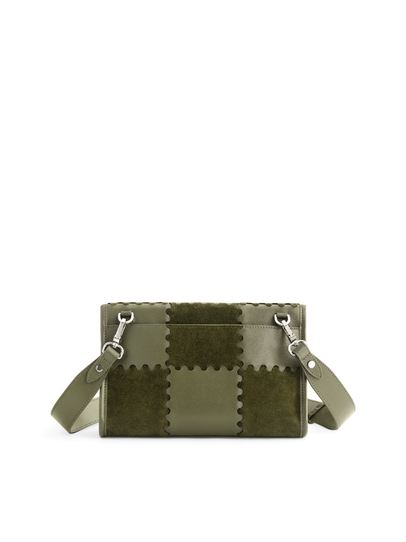 Square Stitch Messenger Bag - Dark Green