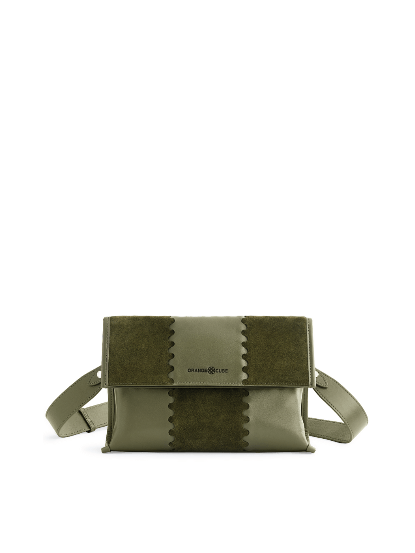 Square Stitch Messenger Bag - Dark Green