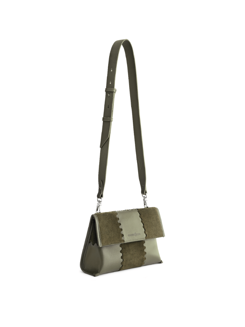 Square Stitch Messenger Bag - Dark Green