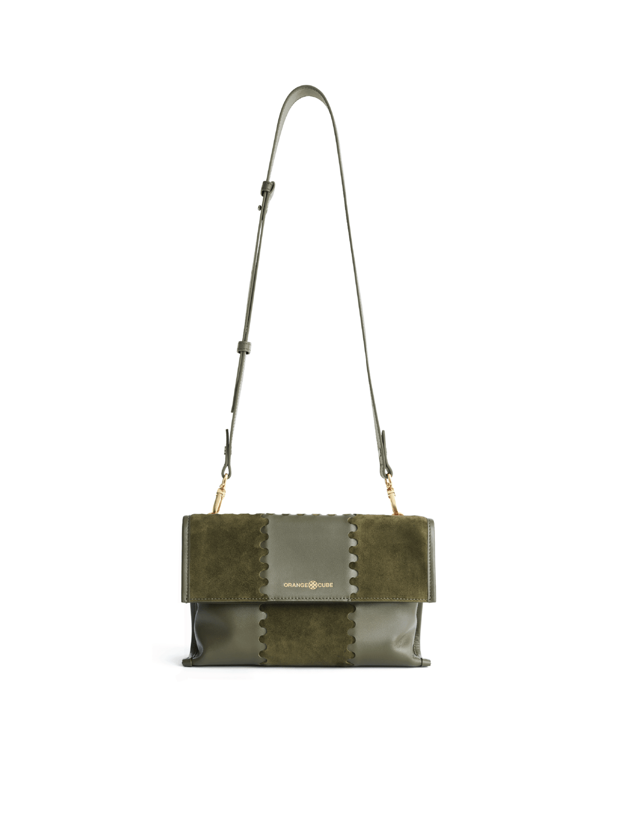 Square Stitch Messenger Bag - Dark Green - Green Leather Women Messenger Bag | Orange Cube