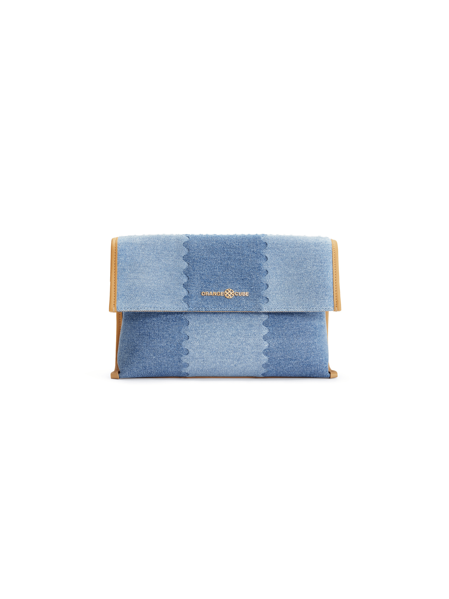 Square Stitch Messenger Bag - Double Denim - Denim Messenger Bag | Orange Cube