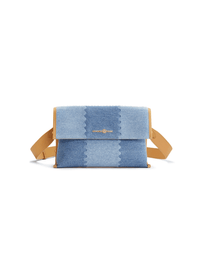 Square Stitch Messenger Bag - Double Denim - Denim Messenger Bag | Orange Cube