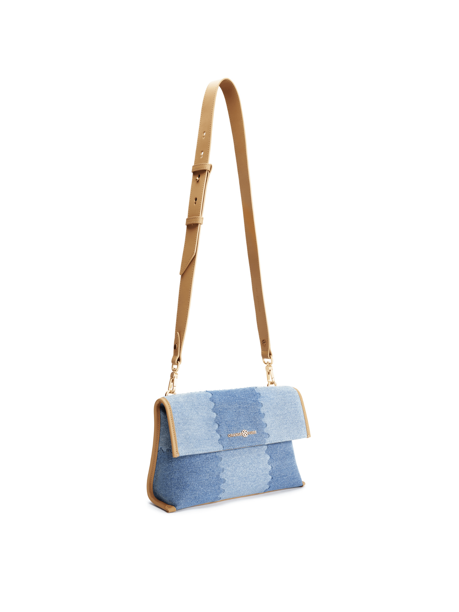 Square Stitch Messenger Bag - Double Denim - Denim Messenger Bag | Orange Cube
