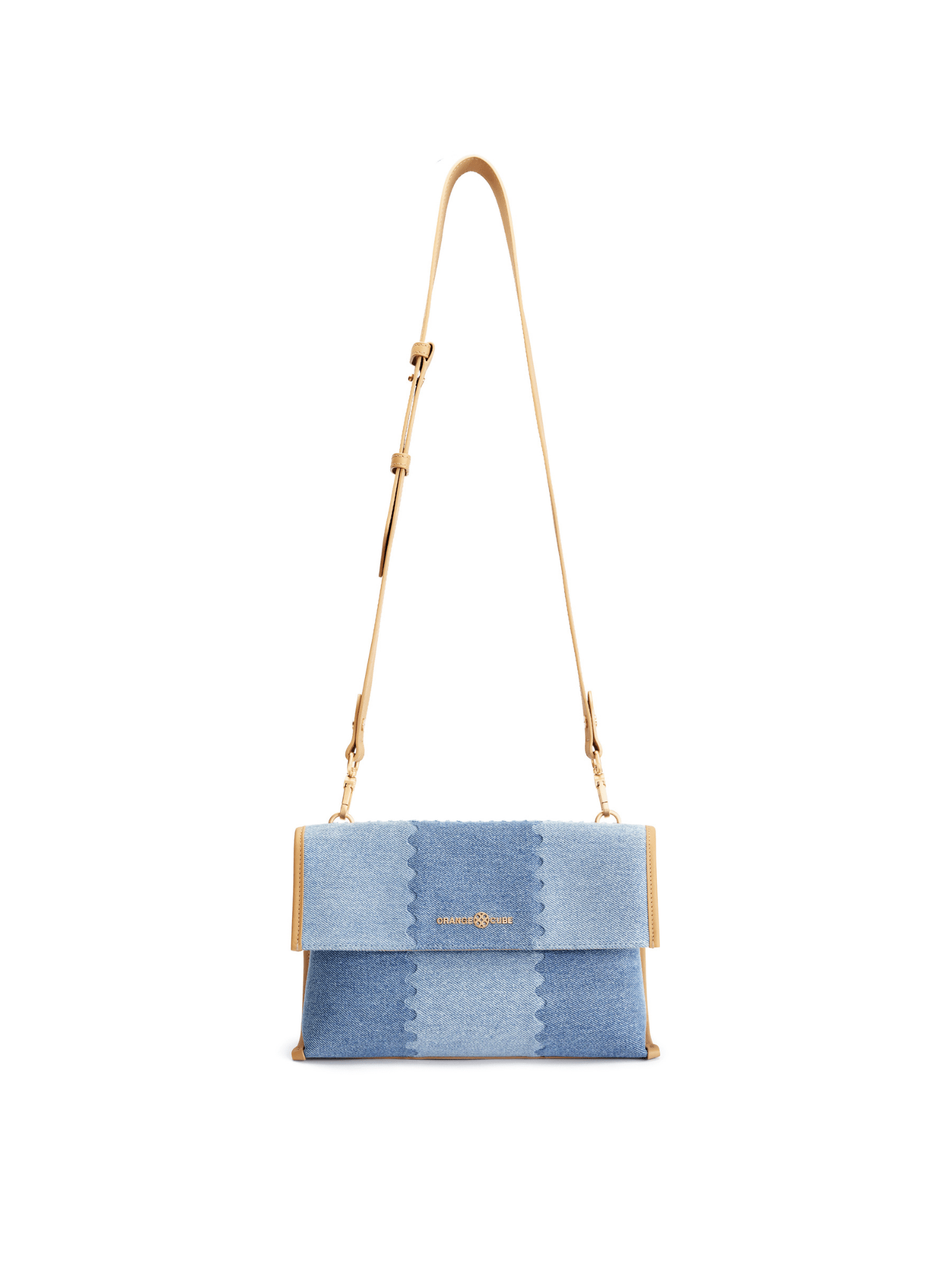 Square Stitch Messenger Bag - Double Denim - Denim Messenger Bag | Orange Cube