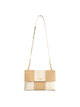 Square Stitch Messenger Bag - Cream and Beige