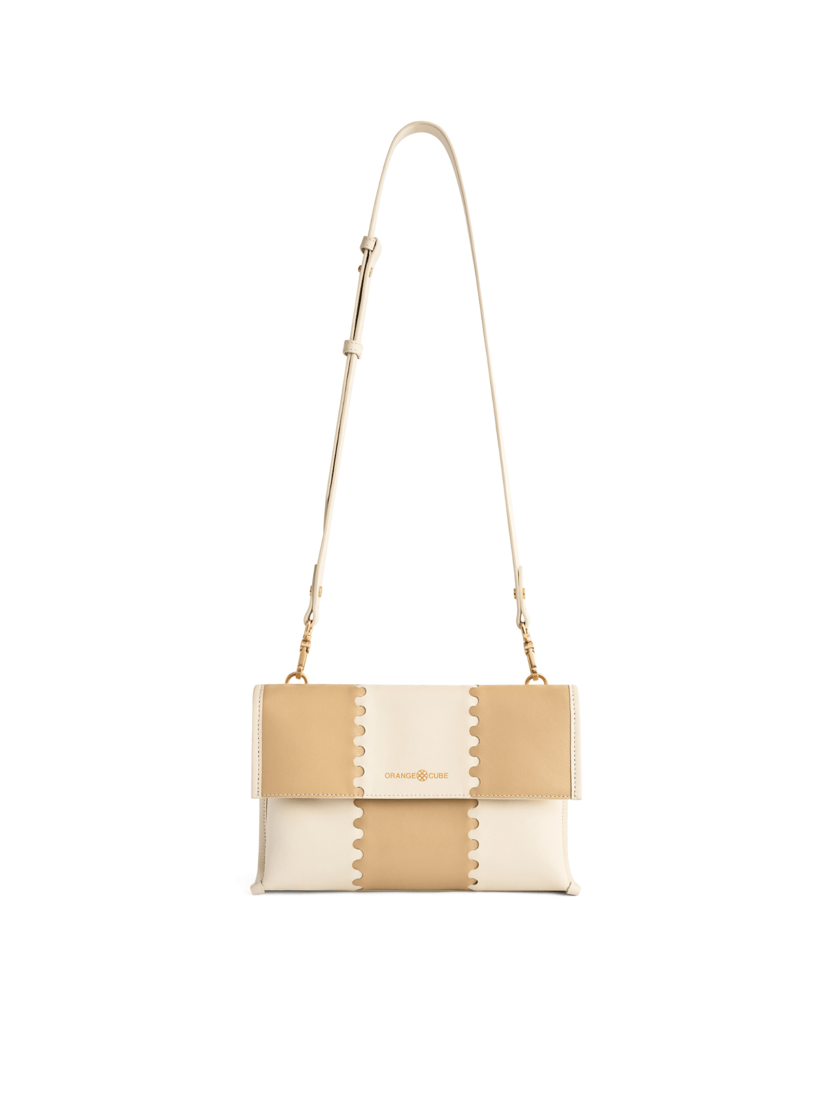 Square Stitch Messenger Bag - White/Light Brown - Bag | Orange Cube