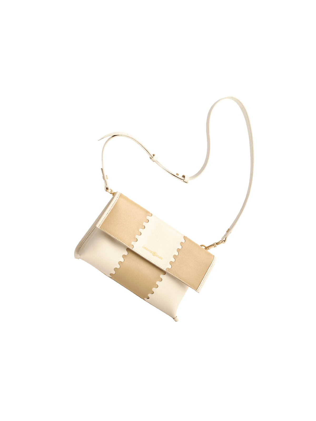 Square Stitch Messenger Bag - White/Light Brown - Bag | Orange Cube