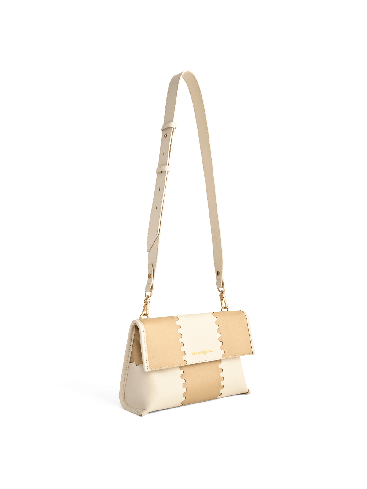 Square Stitch Messenger Bag - White/Light Brown - Bag | Orange Cube