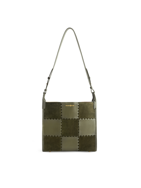 Leather Tote Bag | Square Stitch Tote Bag (Large) - Moss and Olive