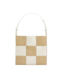 Square Stitch Tote Bag (Large) - White/ Light Brown - Bag | Orange Cube