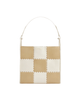 Square Stitch Tote Bag (Large) - White/ Light Brown