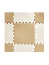 Square Stitch Tote Bag (Large) - White/ Light Brown - White Leather Work Tote | Orange Cube