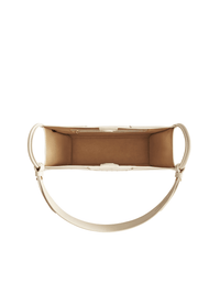 Square Stitch Tote Bag (Large) - White/ Light Brown - White Leather Work Tote | Orange Cube